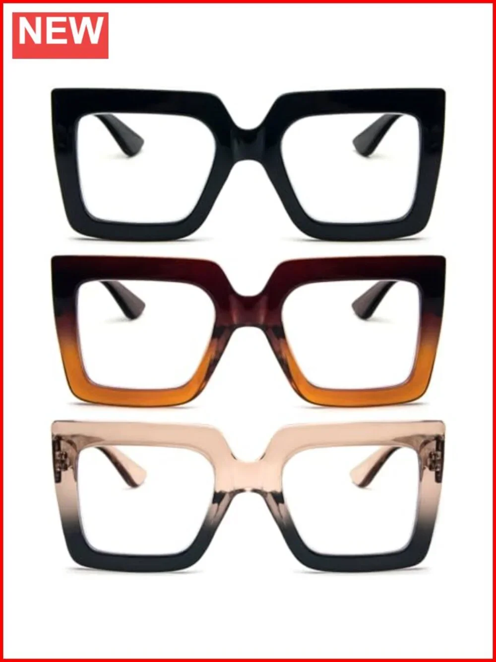 Oversized Reading Glasses 3 Pack Blue Light Blocking Large Frame